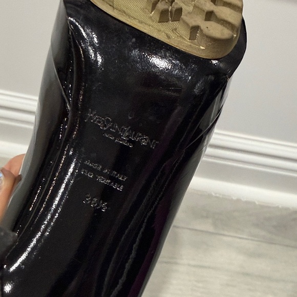 Yves Saint Laurent Glossy Black Platform Heels - Picture 5 of 7